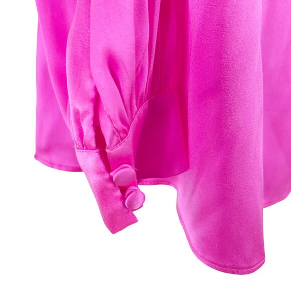 Generation Love Rosario One Shoulder Hot Pink Silk Blouse Size XL Statement Top - Picture 10 of 12